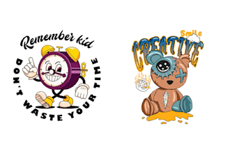 create retro gamers cartoon character logo with  t shirt design