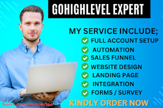 build gohighlevel sales funnel, go high level landing page, ghl website expert