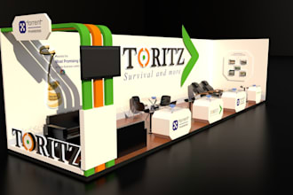 make 3d exhibition stand, stall,booth,kiosk designs render