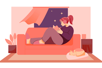 design 2d flat illustration for your app, website, animation