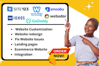 design and redesign website on godaddy webador  website ionos site123 smoobu VA