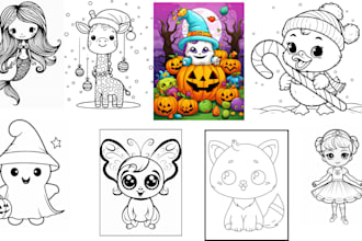 make draw coloring pages for children and adults KDP etsy