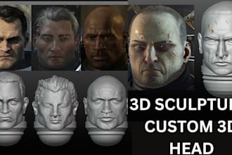 sculpt 3d bust, 3d face, 3d head model, metahuman character, anime 3d model, stl