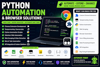build python automation, bots and chrome extensions