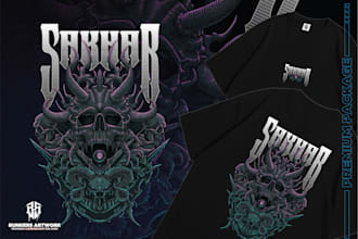 create dark art for t shirt with engraving style