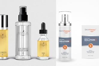 design a skincare cosmetic, label, and packaging, design