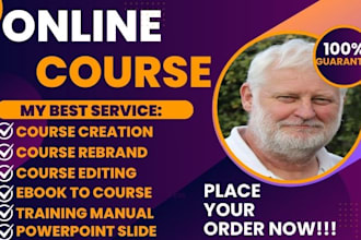 develop online course and curriculum, lesson plans, convert ebook to course