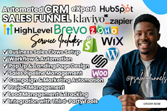setup gohighlevel, klaviyo, brevo sales funnel for business website marketing