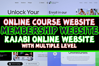 online course membership website, kajabi online course website multiple levels