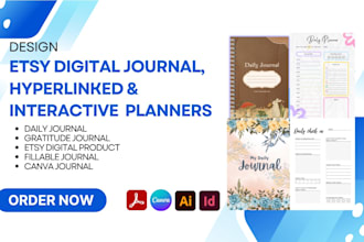 do etsy digital planner, hyperlinked planner, etsy digital product, etsy journal