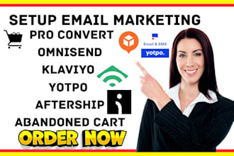 setup shopify email marketing pro convert omnisend klaviyo yotpo aftership