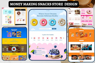 design money making snacks shopify candy store snacks website