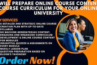 prepare online course content, course curriculum for your online university