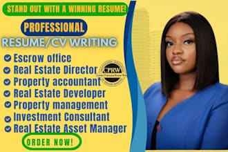 write real estate resume, real estate officer, and insurance broker cv
