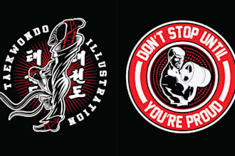 create hand drawn fitness boxing martial art logo