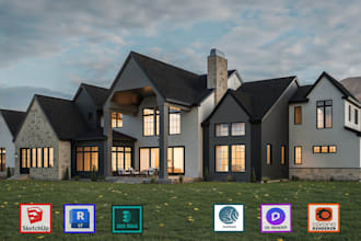 do exterior design, interior design, rendering of 3d model via sketchup or revit