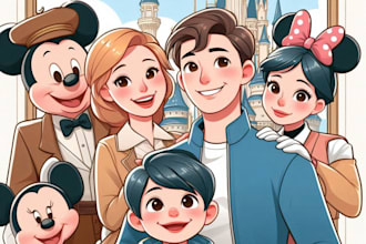 draw you a cartoon portrait in disney cartoon style