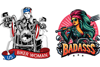 design classic biker motorcycle logo with vector illustration