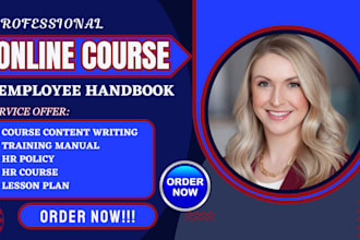 online course creation, employee handbook, HR policy,training manual lesson plan