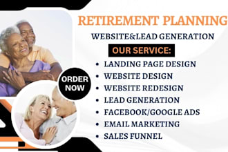design retirement planning website personal finance website finance leads