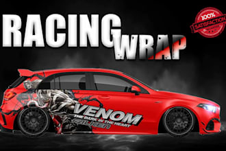 design professional racing car wrap,  itasha wrap, van wrap ,vehicle wrap design
