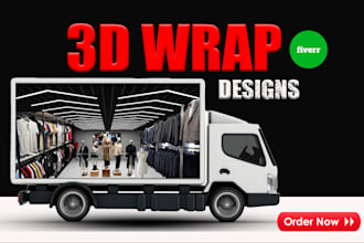 design 3d box trailer,trailer wrap,truck wrap,vahicle wrap,food truck,box truck