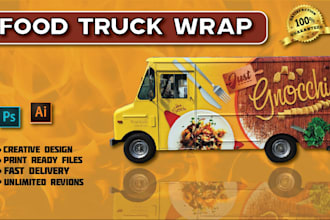 design stylish food truck wrap, premium food truck wrap, food truck wrap design