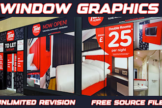 design creative shopfront or storefront window graphics within 24 horus