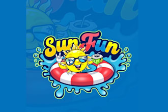 design pool float company sun fun logo