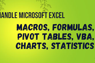 handle  microsoft excel  macros, formulas, pivot tables, vba, charts