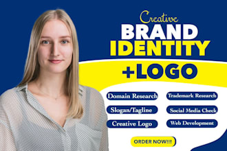 create catchy business name, brand name, product name, tagline and logo