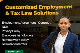 draft employment contract or agreement, privacy policy, employee handbook