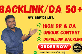 do SEO back links and  high quality da50 pulse authority web site