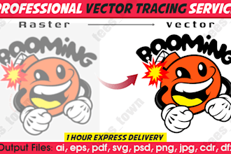 vector trace, redraw logo, and convert sketch or image to vector