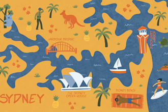 draw custom travel map illustration