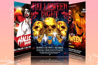 design birthday, club, dj, halloween, music, event, party and flyer design