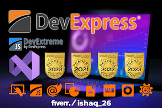 develop an app with devexpress UI, devextreme UI, report, dashboard components