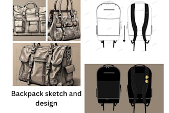do 3d bag sketch backpack design 3d bag model handbag tote bag with tech pack