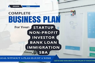 prepare an investor ready business plan, sba and financial plan for startups