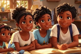 design 3d african american children book illustration