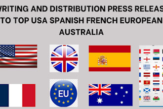 write and distribute press release to top USA spanish french european australia