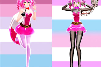 create 3d model for vrc avatar, mmd, vroid, blender, unity, iclone