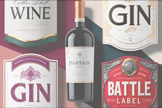 do bottle label design, juice wine label, vodka, rum, beer, product label design