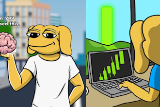 do meme coin art, crypto meme art illustration memecoin art, 2d meme animation