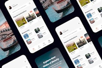 do travel ui ux design, tour, booking website mobile ui ux with figma