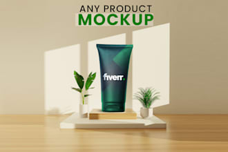 design a realistic 3d mockup and post for your product
