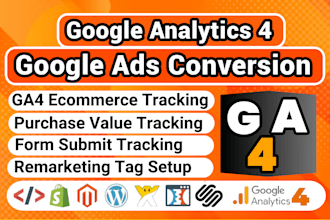 setup google analytics 4, ads conversion tracking, ga4 ecommerce tracking by GTM