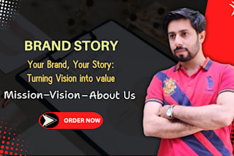 write brand story, about us, mission, vision, and core values