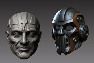 do 3d mask helmet head bust face armor for 3d printing, character modeling