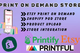 setup etsy shopify print on demand store pod printify, printful, shopify website